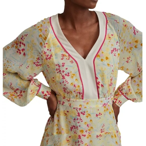 Reiss Molly Buttercup Long Sleeve Dress – Size 4 US / 8 UK – Pink/Yellow – NWT - Picture 2 of 6